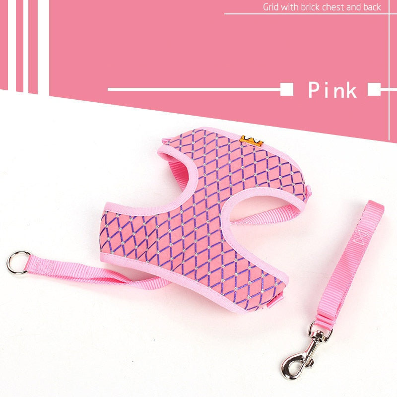 Rhinestone Mesh Cat Harness And Leash Set